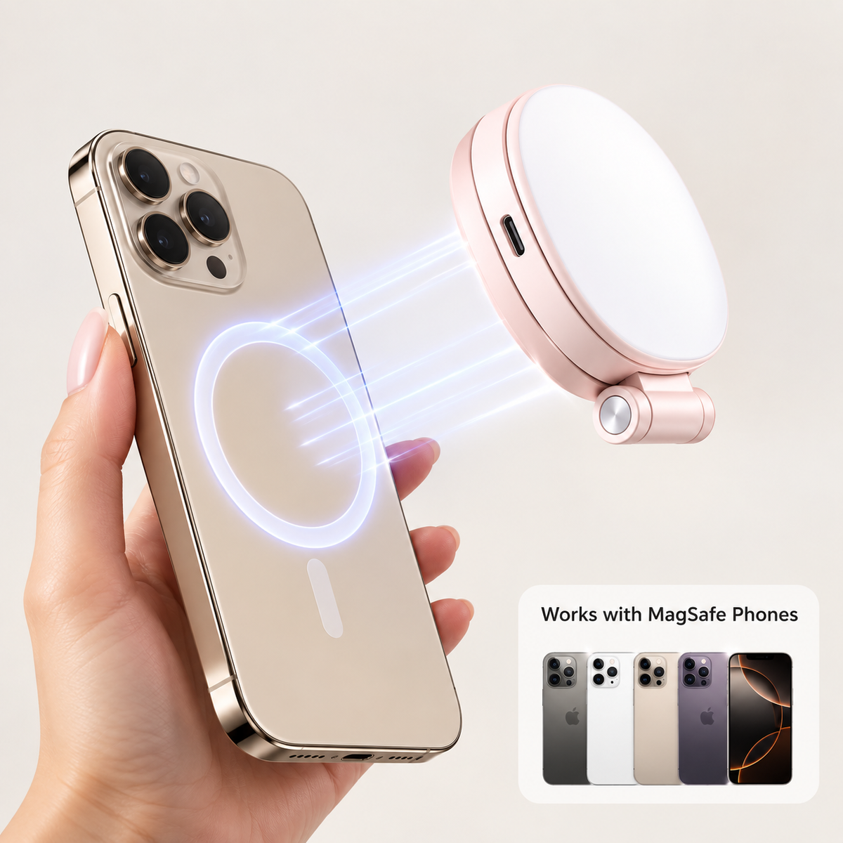 Magnetic Selfie Light with Mirror