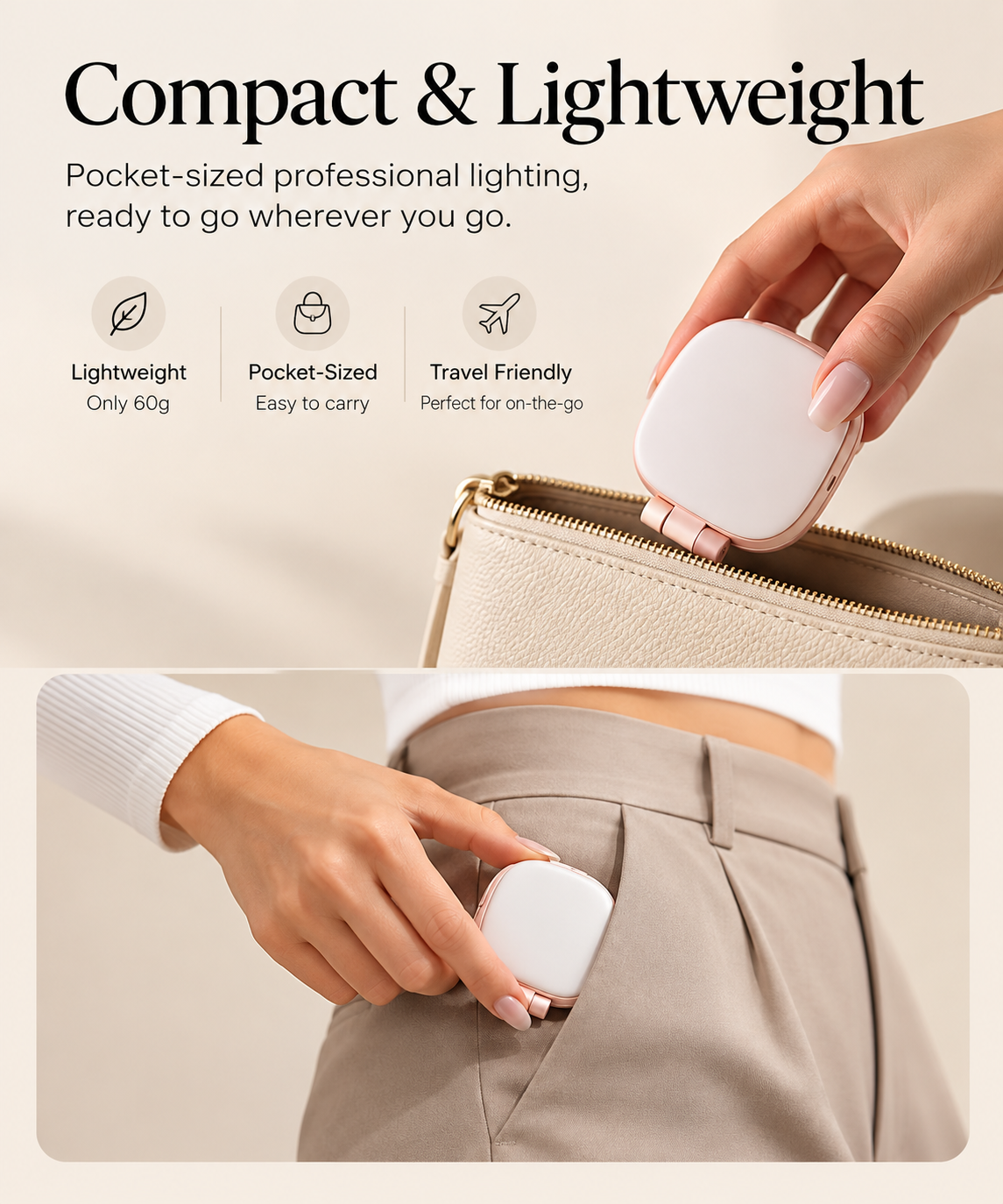 Magnetic Selfie Light with Mirror